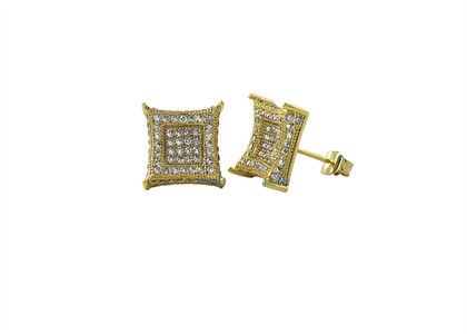 Micro Pave Concave Square Stud Earring